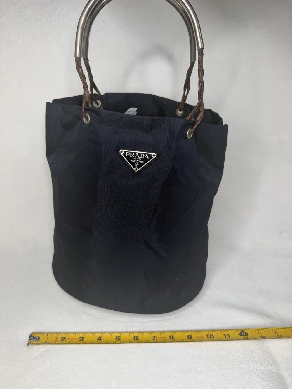 Prada Ring Handle Tote with Brown/Silver Handles - Picture 9 of 12